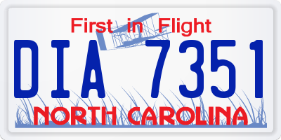 NC license plate DIA7351