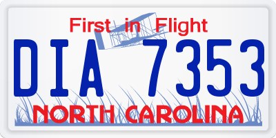 NC license plate DIA7353