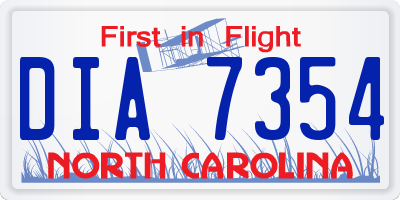 NC license plate DIA7354