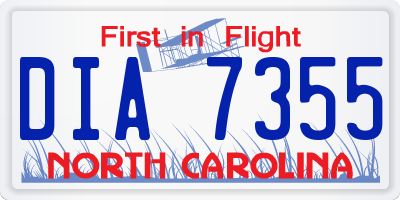NC license plate DIA7355