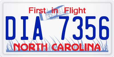 NC license plate DIA7356