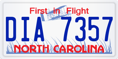 NC license plate DIA7357