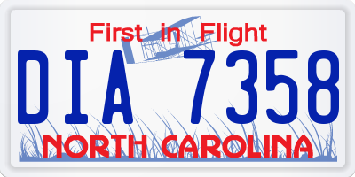 NC license plate DIA7358