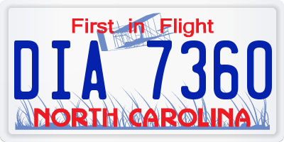 NC license plate DIA7360