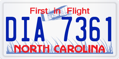 NC license plate DIA7361