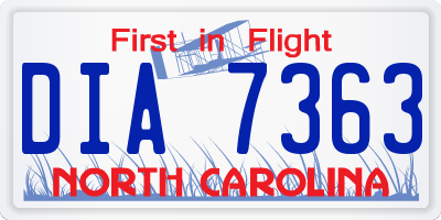 NC license plate DIA7363