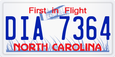 NC license plate DIA7364