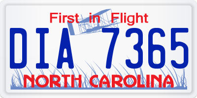 NC license plate DIA7365