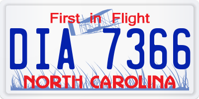 NC license plate DIA7366