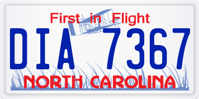 NC license plate DIA7367