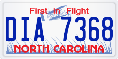NC license plate DIA7368