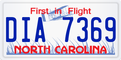 NC license plate DIA7369
