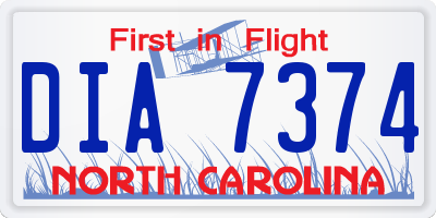NC license plate DIA7374