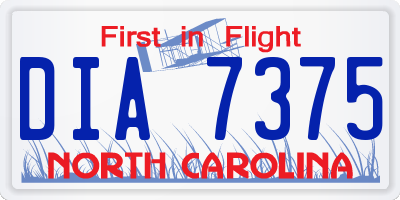 NC license plate DIA7375