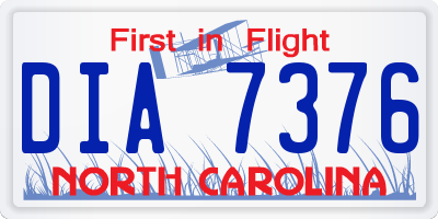 NC license plate DIA7376
