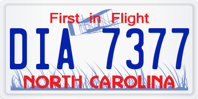 NC license plate DIA7377
