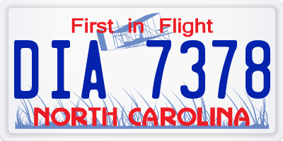 NC license plate DIA7378