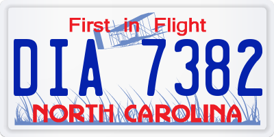 NC license plate DIA7382