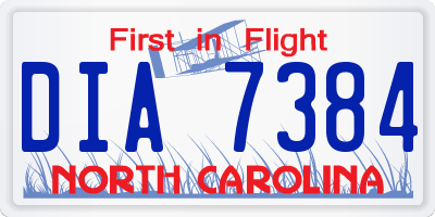 NC license plate DIA7384