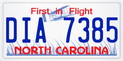 NC license plate DIA7385