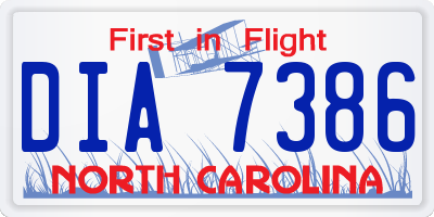 NC license plate DIA7386