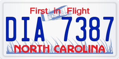 NC license plate DIA7387