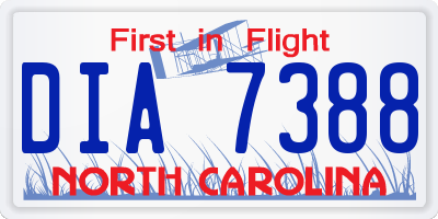 NC license plate DIA7388