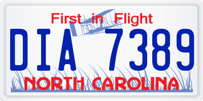 NC license plate DIA7389
