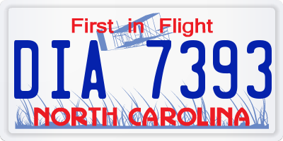 NC license plate DIA7393