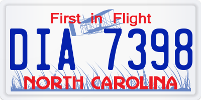 NC license plate DIA7398