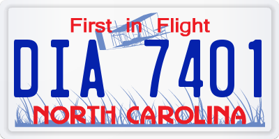 NC license plate DIA7401