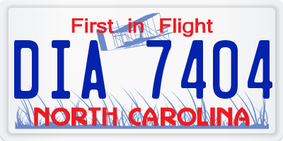 NC license plate DIA7404