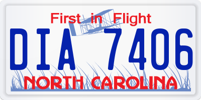 NC license plate DIA7406