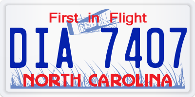 NC license plate DIA7407