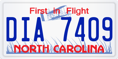 NC license plate DIA7409