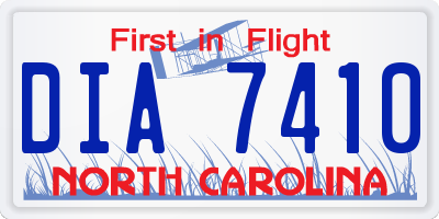 NC license plate DIA7410