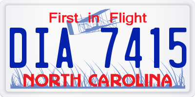 NC license plate DIA7415