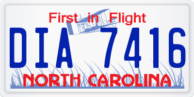 NC license plate DIA7416
