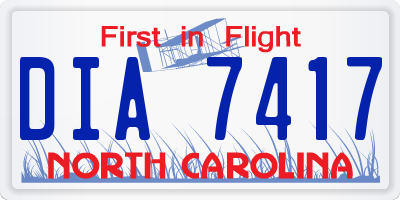 NC license plate DIA7417