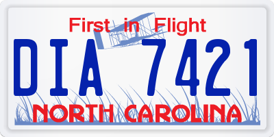 NC license plate DIA7421