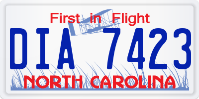 NC license plate DIA7423