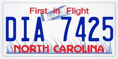 NC license plate DIA7425