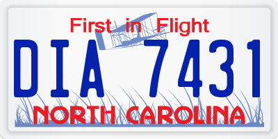 NC license plate DIA7431