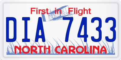 NC license plate DIA7433