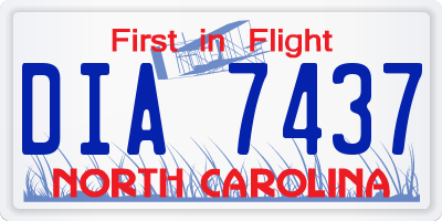 NC license plate DIA7437