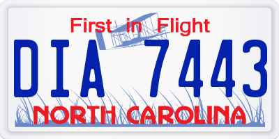 NC license plate DIA7443
