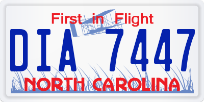 NC license plate DIA7447