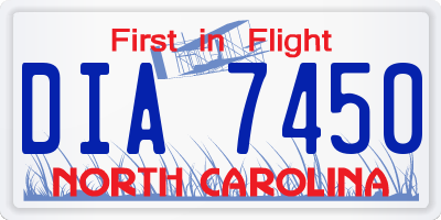 NC license plate DIA7450