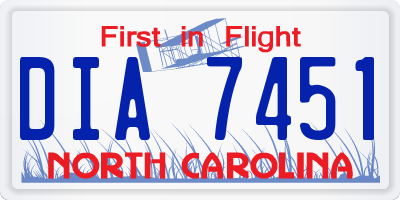NC license plate DIA7451