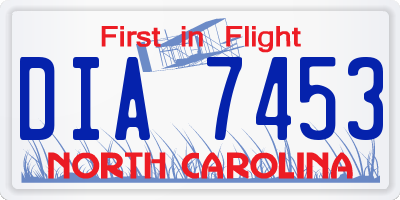 NC license plate DIA7453